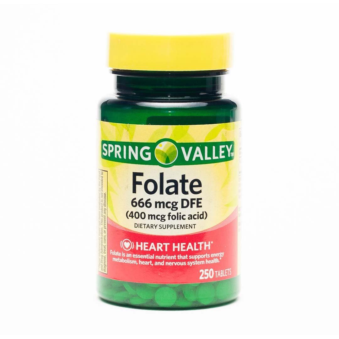 Spring Valley Folate 666 mcg DFE 400 mcg Folic Acid (250 Tabletas)